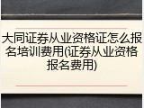 大同证券从业资格证怎么报名培训费用(证券从业资格报名费用)