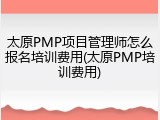太原PMP项目管理师怎么报名培训费用(太原PMP培训费用)