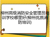 柳州高级消防安全管理员培训学校哪里好(柳州优质消防培训)