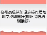 柳州高级消防设施操作员培训学校哪里好(柳州消防培训推荐)