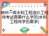 柳州一级水利工程造价工程师考试需要什么学历(水利工程师学历要求)