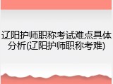 辽阳护师职称考试难点具体分析(辽阳护师职称考难)