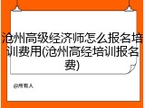 沧州高级经济师怎么报名培训费用(沧州高经培训报名费)