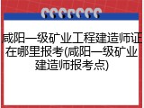 咸阳一级矿业工程建造师证在哪里报考(咸阳一级矿业建造师报考点)