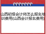 山西初级会计师怎么报名培训费用(山西会计报名费用)