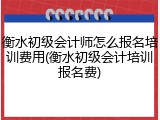 衡水初级会计师怎么报名培训费用(衡水初级会计培训报名费)