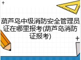 葫芦岛中级消防安全管理员证在哪里报考(葫芦岛消防证报考)