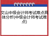 文山中级会计师考试难点具体分析(中级会计师考试难点)