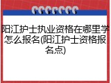 阳江护士执业资格在哪里学怎么报名(阳江护士资格报名点)