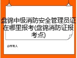 盘锦中级消防安全管理员证在哪里报考(盘锦消防证报考点)