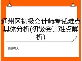 通州区初级会计师考试难点具体分析(初级会计难点解析)