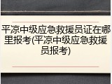 平凉中级应急救援员证在哪里报考(平凉中级应急救援员报考)