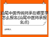 汕尾中医传统师承在哪里学怎么报名(汕尾中医师承报名点)