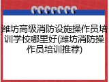 潍坊高级消防设施操作员培训学校哪里好(潍坊消防操作员培训推荐)