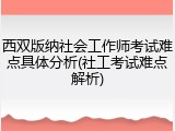 西双版纳社会工作师考试难点具体分析(社工考试难点解析)