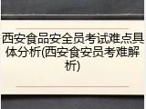 西安食品安全员考试难点具体分析(西安食安员考难解析)