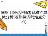 滨州中级经济师考试难点具体分析(滨州经济师难点分析)