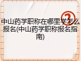 中山药学职称在哪里学怎么报名(中山药学职称报名指南)