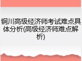 铜川高级经济师考试难点具体分析(高级经济师难点解析)