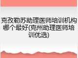 克孜勒苏助理医师培训机构哪个最好(克州助理医师培训优选)