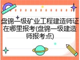 盘锦一级矿业工程建造师证在哪里报考(盘锦一级建造师报考点)