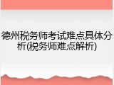 德州税务师考试难点具体分析(税务师难点解析)