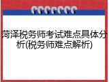 菏泽税务师考试难点具体分析(税务师难点解析)