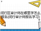 闵行区审计师在哪里学怎么报名(闵行审计师报名学习)