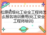 松原初级化工安全工程师怎么报名培训费用(化工安全工程师培训)