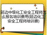 延边中级化工安全工程师怎么报名培训费用(延边化工安全工程师培训费)