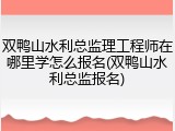 双鸭山水利总监理工程师在哪里学怎么报名(双鸭山水利总监报名)