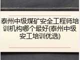 泰州中级煤矿安全工程师培训机构哪个最好(泰州中级安工培训优选)
