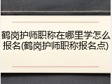 鹤岗护师职称在哪里学怎么报名(鹤岗护师职称报名点)