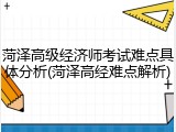 菏泽高级经济师考试难点具体分析(菏泽高经难点解析)