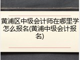 黄浦区中级会计师在哪里学怎么报名(黄浦中级会计报名)