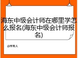 海东中级会计师在哪里学怎么报名(海东中级会计师报名)