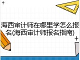 海西审计师在哪里学怎么报名(海西审计师报名指南)