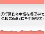 闵行区软考中级在哪里学怎么报名(闵行软考中级报名)