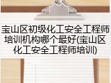 宝山区初级化工安全工程师培训机构哪个最好(宝山区化工安全工程师培训)