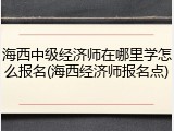 海西中级经济师在哪里学怎么报名(海西经济师报名点)