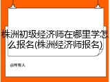 株洲初级经济师在哪里学怎么报名(株洲经济师报名)