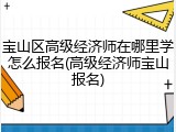 宝山区高级经济师在哪里学怎么报名(高级经济师宝山报名)