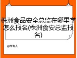 株洲食品安全总监在哪里学怎么报名(株洲食安总监报名)