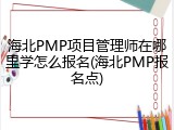 海北PMP项目管理师在哪里学怎么报名(海北PMP报名点)