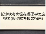 长沙软考高级在哪里学怎么报名(长沙软考报名指南)