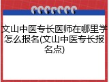 文山中医专长医师在哪里学怎么报名(文山中医专长报名点)