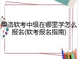 果洛软考中级在哪里学怎么报名(软考报名指南)