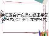 徐汇区会计实操在哪里学怎么报名(徐汇会计实操报名)