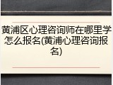 黄浦区心理咨询师在哪里学怎么报名(黄浦心理咨询报名)