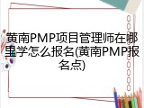 黄南PMP项目管理师在哪里学怎么报名(黄南PMP报名点)